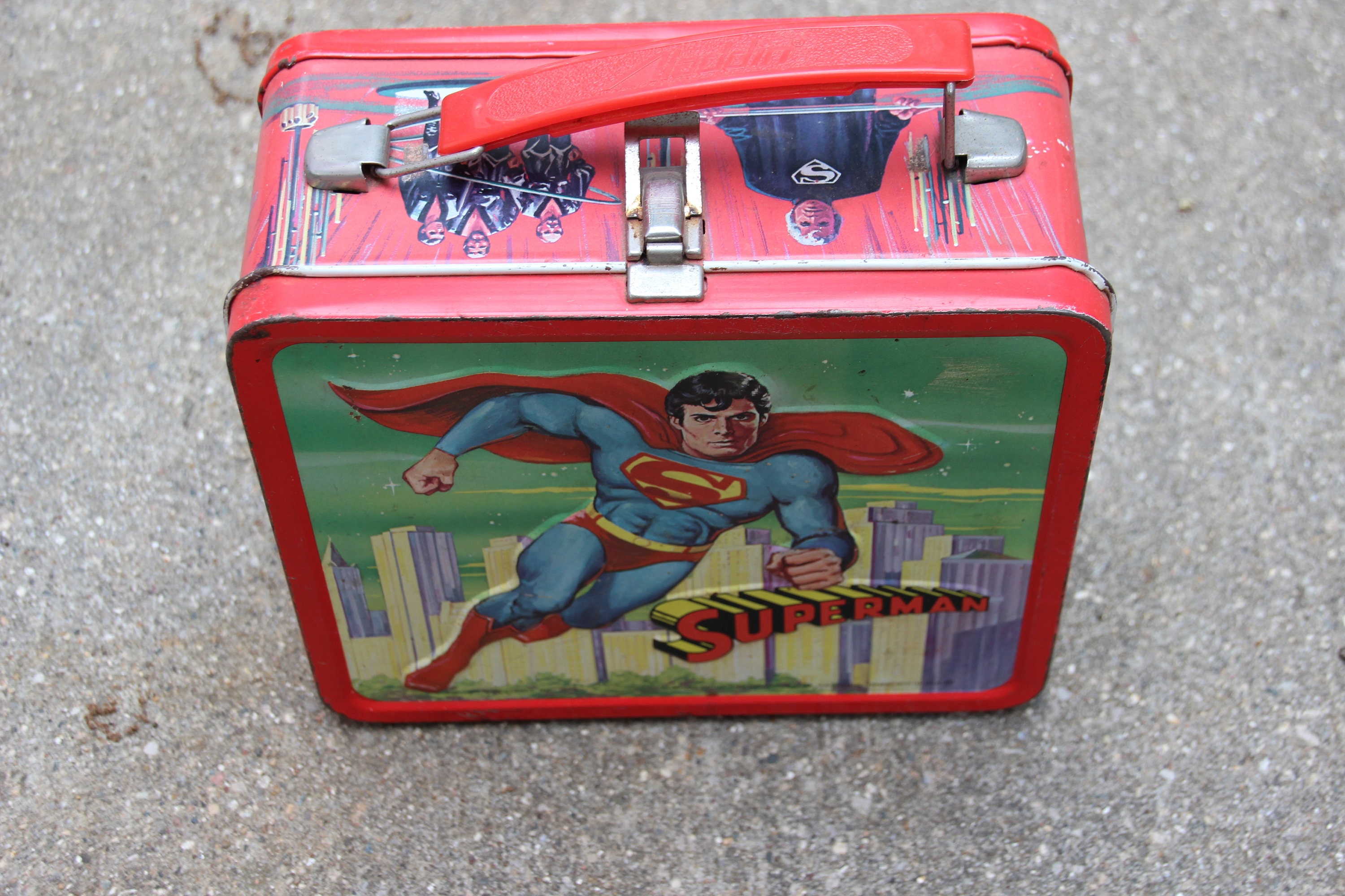 Vintage Super Man Metal Lunch Box, 1978, Super Hero Lunch Box