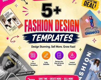 Fashion Design Canva Templates Bundle: Editable Social Media Marketing Kit (Instant Download)