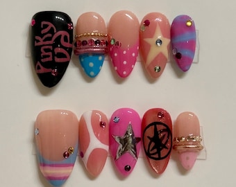 KATSEYE PINKY UP prensa en uñas / tecnología de uñas japonesa 日本人ネイリスト/ reutilizable / alta calidad / hecho a mano
