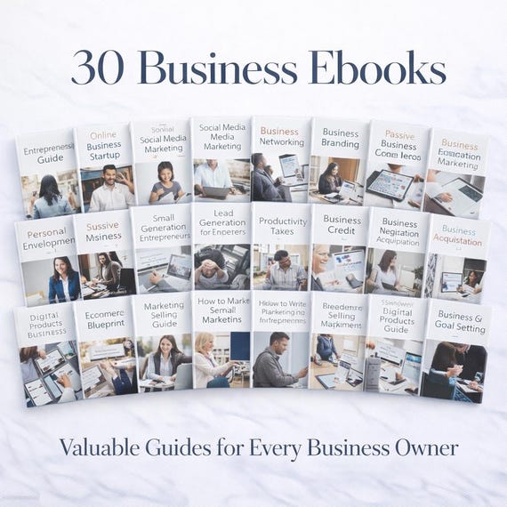 30 Business eBooks Bundle, MRR Included, Online Business & Entrepreneurship Guides, Digital Download, Resell Rights, Passive Income