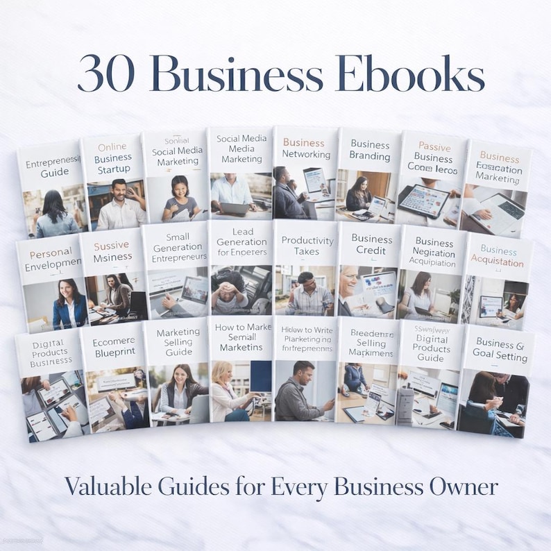 30 Business eBooks Bundle, MRR Included, Online Business & Entrepreneurship Guides, Digital Download, Resell Rights, Passive Income image 1