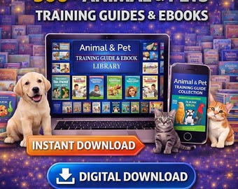300+ Animal & Pet Training eBooks Bundle, PLR, MRR Included, Dog Training Guides, Digital Download, Resell Rights, Passive Income