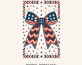 vintage american flag bow png digital download gift for patriotic moms usa loving sisters geometric t-shirt graphic modern flag artwork