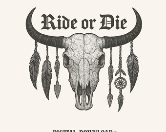 vintage bison skull png hand drawn digital download gift for boho girls southwestern cowgirls engraved aesthetic t-shirt graphic boho shirt