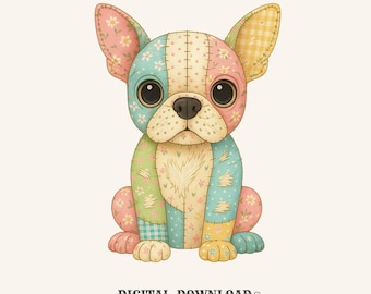 french bulldog quilt art digital download gift for dog moms frenchie lovers colorful puppy shirt png hand drawn textile print cute pet