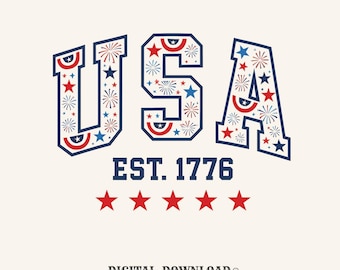 4th of july usa png festive digital download gift for patriotic women american girls varsity text t-shirt graphic americana bunting star