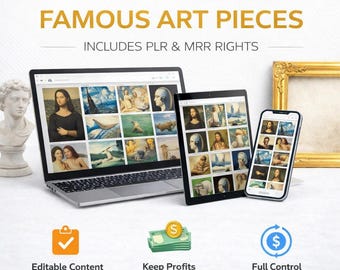 7,500+ Famous Art Pieces Bundle, Vintage & Classic Artwork Collection, MRR Included, Wall Art Prints, Digital Download, Resell Rights