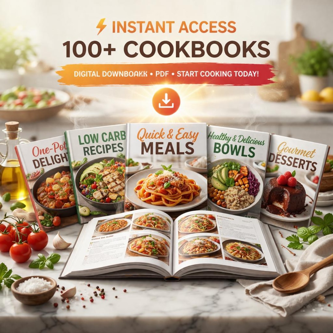 100+ Cookbooks Bundle, MRR Included, Recipe Books Collection, Digital ...