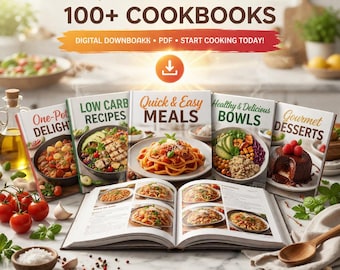 100+ Cookbooks Bundle, MRR Included, Recipe Books Collection, Digital Download, Resell Rights, Cooking eBooks, Food Recipes, Instant Access