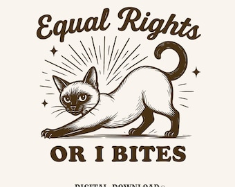 vintage siamese cat png hand drawn digital download gift for cat moms feminist friends siamese cat t-shirt graphic retro feline design