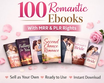 100 Romantic eBooks Bundle PLR MRR Resell Rights Love Stories Digital Download Passive Income Business Instant Access