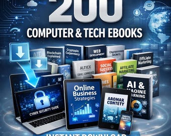 200+ Tech & Computer eBooks Bundle, PLR, MRR Included, Digital Download, Resell Rights, Online Business, Passive Income, Instant Access