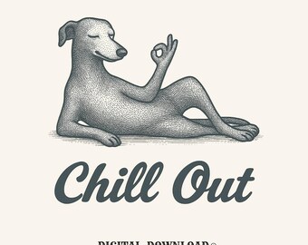 relaxed dog sketch png digital download gift for dog moms yoga women relaxed pup t-shirt graphic pen-and-ink design vintage artwork tee