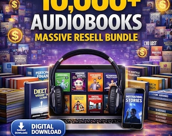 10,000+ Audiobooks Bundle, PLR & MRR Included, Audio Books Collection, Digital Download, Resell Rights, Passive Income, Massive Library
