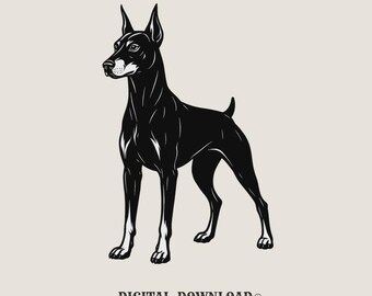 doberman dog illustration png digital download gift for dog lovers pet parents doberman vector shirt graphic dog breed printable png