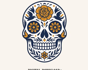 sugar skull artwork png boho digital download gift for bohemian sisters hippie girls dia de los muertos t-shirt graphic skull vector print