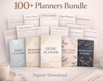 100+ Planners Bundle, Digital Planners & Printables, MRR Included, Daily Weekly Monthly Planner, Productivity Planner, Digital Download