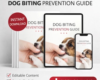 Dog Biting Prevention Guide, Stop Aggressive Behavior, Puppy Training Tips, MRR Included, Digital Download, Resell Rights, Instant Access