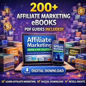 200+ Affiliate Marketing eBooks Bundle, PLR & MRR Included, Learn Affiliate Marketing, Digital Download, Resell Rights, Passive Income