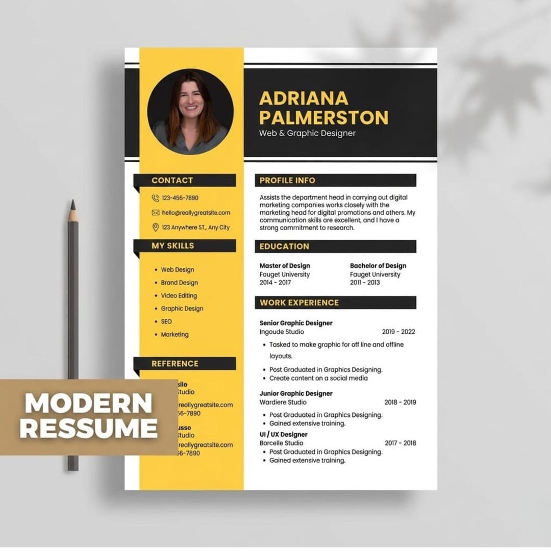 ATS Friendly Resume Template Word Pages Google Docs, Modern Clean CV ...