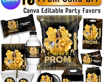 Pacchetto di modelli modificabili per bomboniere per la festa di fine anno scolastico, design per bomboniere su Canva, sacchetto di patatine stampabile per il ballo di fine anno, cioccolato, festa di fine anno fai da te, digitale