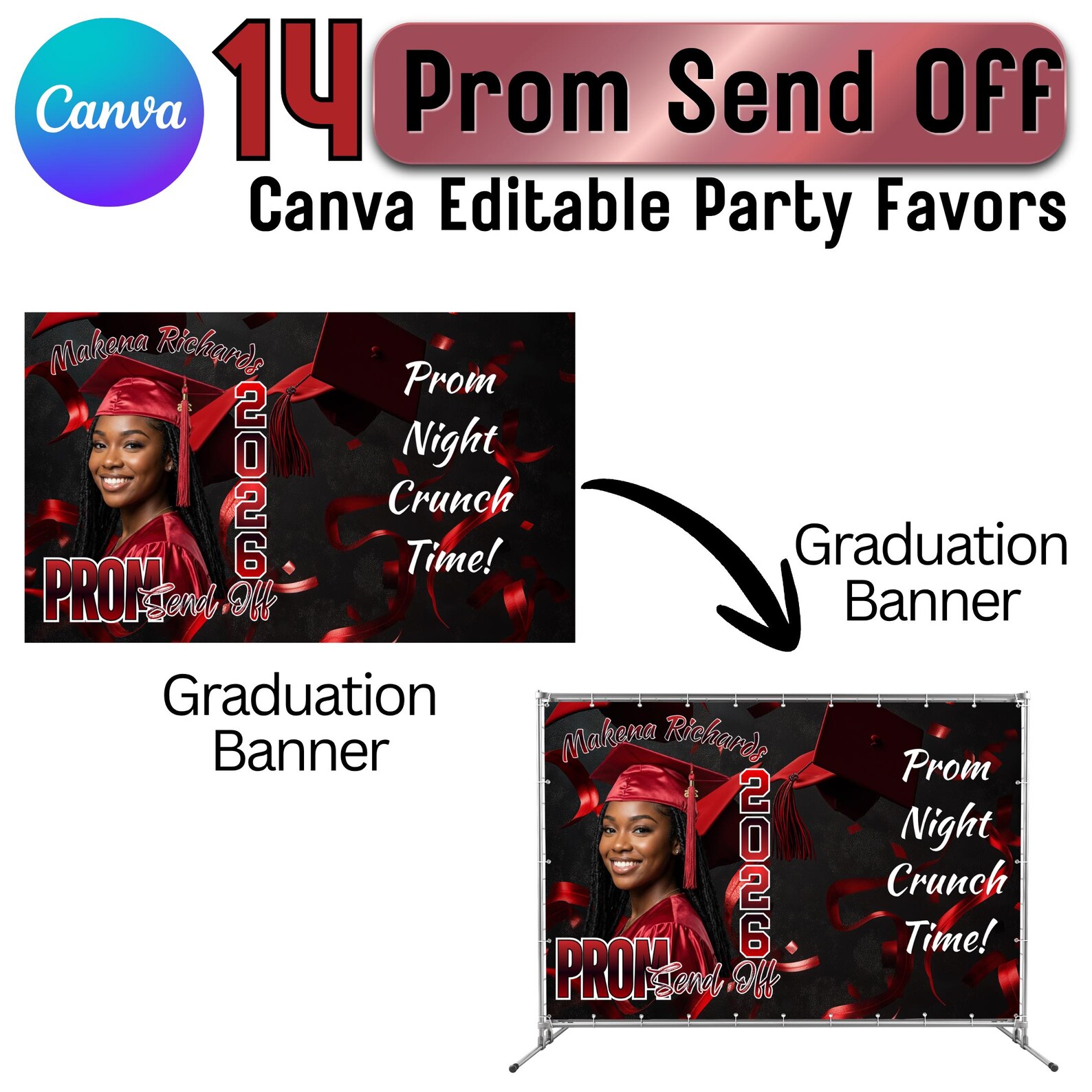 Editable Prom Send off Party Favor Template Bundle, Canva Party Favor ...