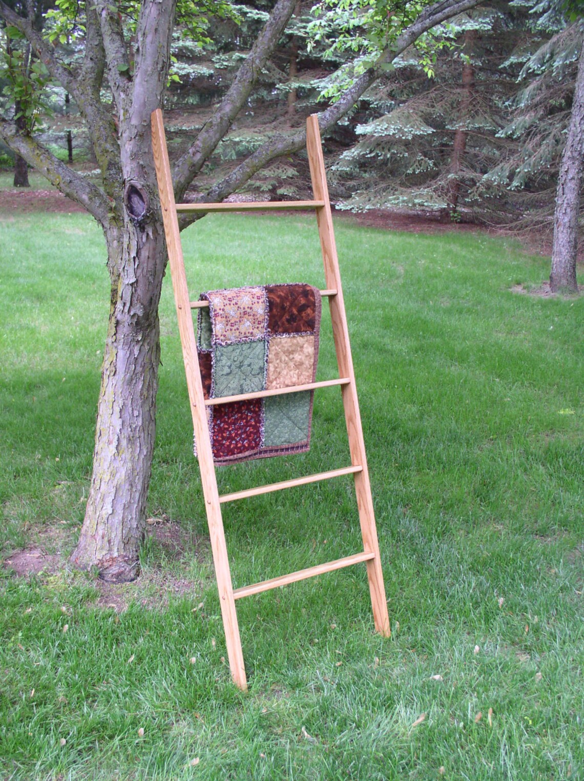 72 Tall Oak Ladder Quilt Rack 20 22 Etsy