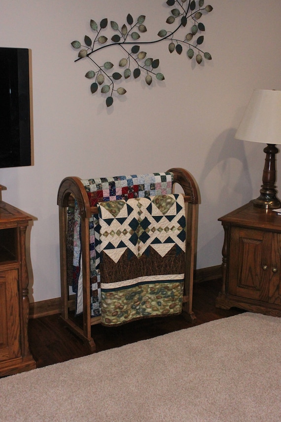 Oak Quilt Rack Shown in Special Walnut Stain 29 Colors Etsy