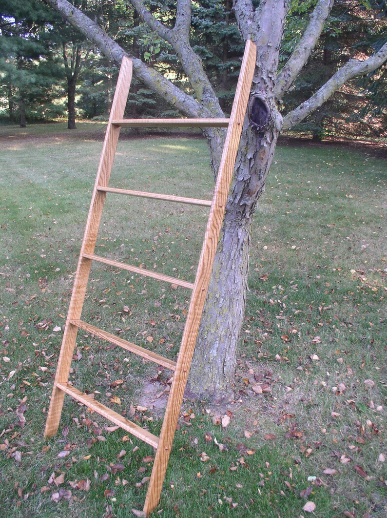 60 Tall Oak Ladder Quilt Rack 6 Different Widths Etsy