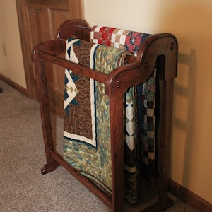 Tiered Cherry Quilt Rack, With #9 Red Mahogany Stain, 29 Other Colors To Choose From