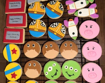 Toy Story Birthday Sugar Cookies | Woody, Buzz, Alien, Hamm Party Favors