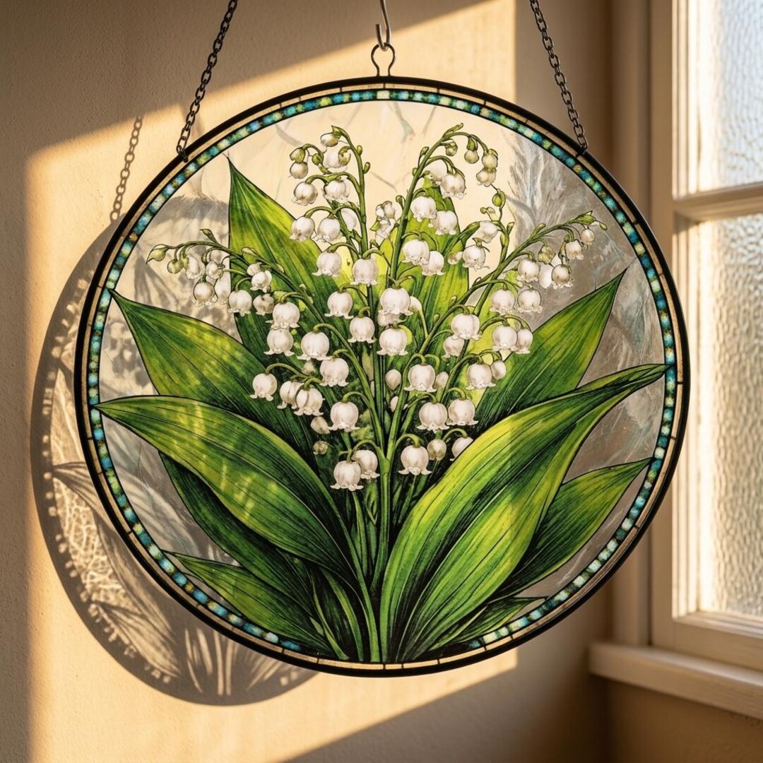 Lily of the Valley Stained Glass Window Hanging, May Birth Flower ...
