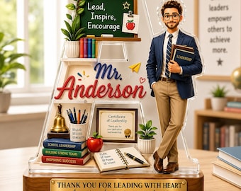 Regalo personalizado para el director/la directora, bloque de madera con foto personalizada, regalo de agradecimiento para el director/la directora, decoración de escritorio para el liderazgo, regalo personalizado para el profesor/la profesora con nombre