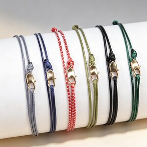 Minimalist Adjustable Wax Cord Bracelet Thin Simple String Bracelet for Men Women Dainty Handmade Everyday Wrist Jewelry Stackable  Bracelet