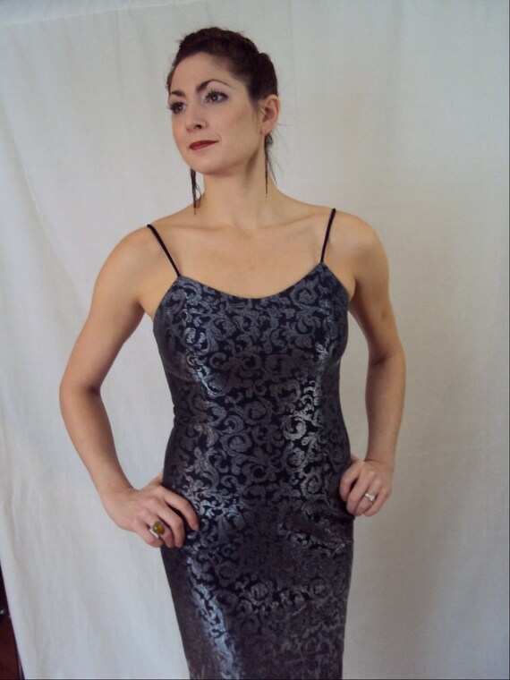 metallic slip dress