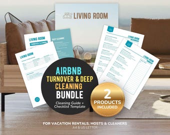 Airbnb Turnover & Deep Cleaning Bundle, Vacation Rental Cleaning Guide and Checklist Template