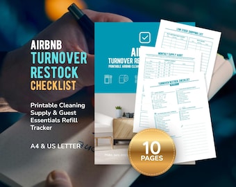 Airbnb Restock Checklist, Turnover Cleaning Supply Tracker, Vacation Rental Cleaning Checklist, Printable PDF A4 US Letter