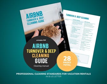 Airbnb Turnover & Deep Cleaning Guide, Vacation Rental Cleaning Manual, Room-by-Room PDF