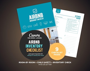 Airbnb Inventory Checklist, Room by Room, Child Safety (Canva Editable)