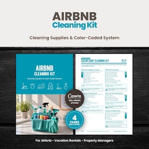 Airbnb Cleaning Kit Guide, Cleaning Supplies Checklist and Color-Coded System for Short-Term Rentals