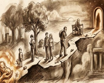 Original Charcoal Sketch: The Journey of Life – Allegorical Fine Art Portrait