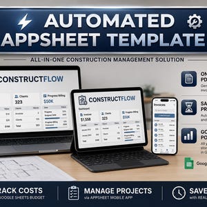 Automated Contractor Invoice App | Progress Billing Template for AppSheet Google Sheets | Construction Project AIA Billing System