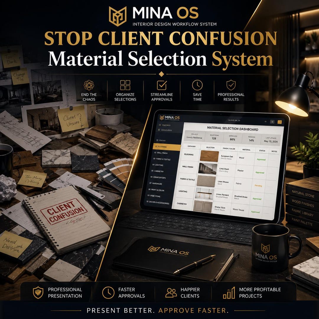 Material Selection Interior Design Workflow System FF&E Excel Download ...
