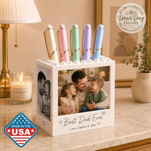 Custom Step Dad Photo Brick Pencil Pot Personalized Building Block Pen Holder Father Day Gift for Papa Unique Family Picture Office Keepsake