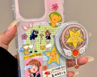 Anime Cartoon Leuke Cardcaptor Sakura Keroberos Tomoyo Toverstaf Roterende Magnetische Standaard Telefoon Case voor iPhone 17/16/16/15 Pro Max