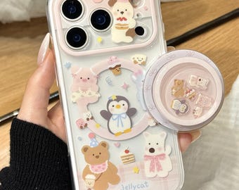 Jellycat Söt Djur Wobble MagSafe iPhone-skal med Grip-stativ, iPhone 17, iPhone 17 Pro, iPhone 17 Pro Max, Magsafe-skal, Magsafe Grip