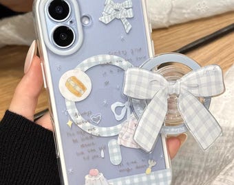 Sött tårtgaller rosett MagSafe iPhone-skal med greppstativ, iPhone 17, iPhone 17 Pro, iPhone 17 Pro Max, Magsafe-skal, Magsafe Grip