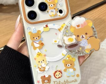 Stekt ägg Chef Bear MagSafe iPhone-skal med greppstativ, iPhone 17, iPhone 17 Pro, iPhone 17 Pro Max, Magsafe-skal, Magsafe Grip