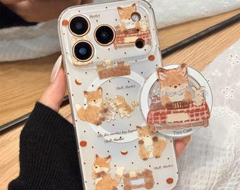 Polka Dot Dog Cat Rabbit MagSafe iPhone-hoesje met handgreep, iPhone 17, iPhone 17 Pro, iPhone 17 Pro Max, Magsafe-hoesje, Magsafe-greep