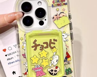 Roligt Shin-chan-kaka MagSafe iPhone-skal med greppstativ, iPhone 17, iPhone 17 Pro, iPhone 17 Pro Max, Magsafe-skal, Magsafe Grip